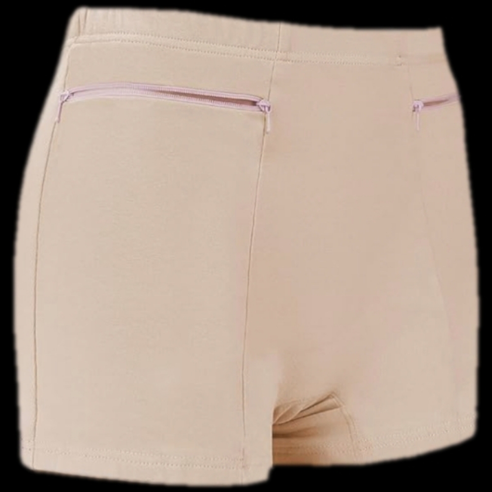 Beige Women's Shorts/Underwear With Zip Pockets